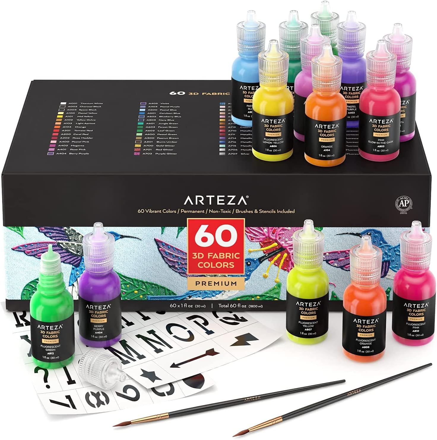 絵の具+ポスターカラー ARTEZA llic Fabric Paint 14 Colors Amazon.com: ARTEZA Metallic Fabric Paint, Set of 14